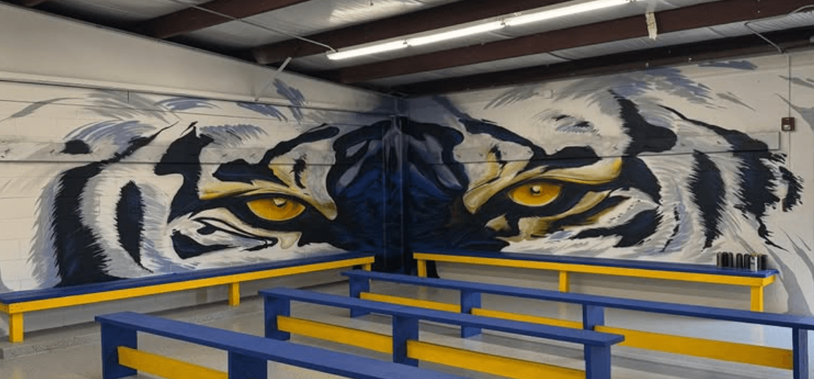 Tiger mural created through a youth art program led by mural artist Mark Francis (Bulk Styles)