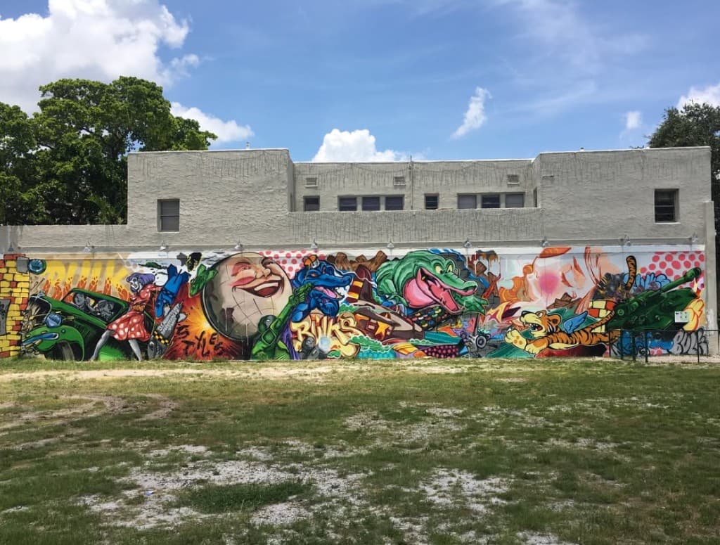 High energy mural on the Respectable Street building on Clematis Street in West Palm Beach by artist Mark Francis Bulk Styles