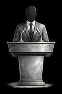 Corporate event speaker podium icon representing business conferences, brand activations, and live event experiences