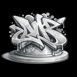 Graffiti style dimensional artwork icon representing specialty mixed format art and wood cutout commissions