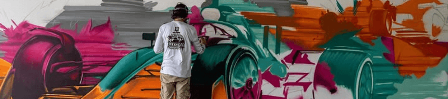 Mark Francis live painting at an event