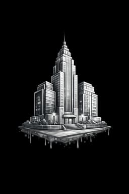 Illustration of a city building representing public art murals in community spaces and neighborhoods