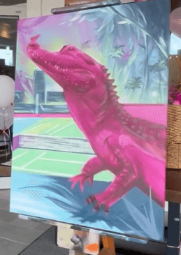 pink alligator concept painting by Bulk Styles for the Southwest Florida Open 2026 breast cancer awareness event