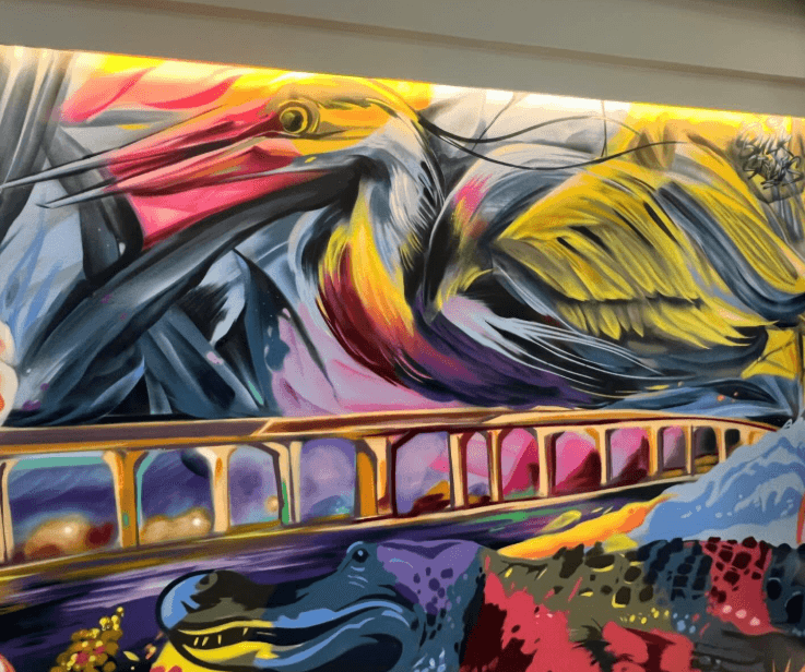 Waterfront Stuart Mural - Bird, Bridge, and Alligator Scene