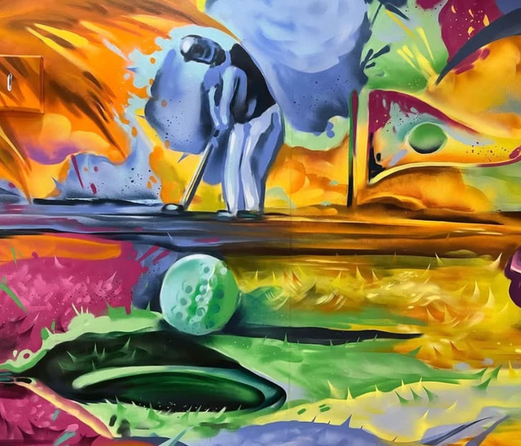 Mural at Admirals Cove - Golfer Putting Detail