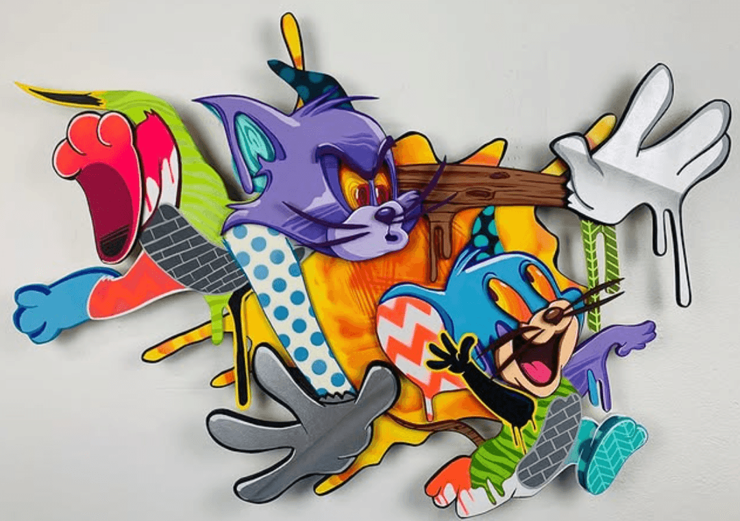 Wood cut-out graffiti art by Bulk Styles—custom layered artwork