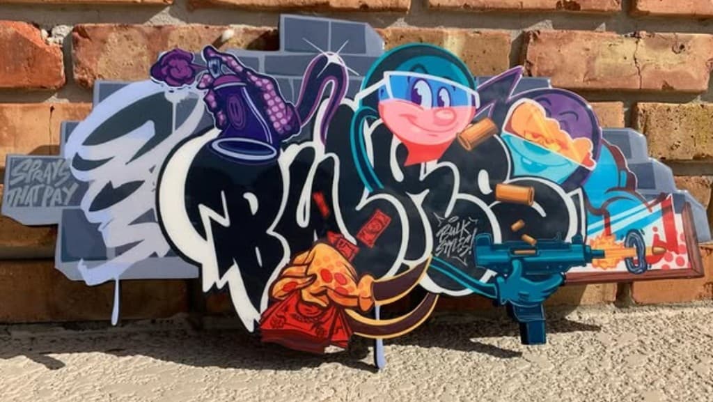 Bulk Styles graffiti artwork — BULK lettering, spray can, Bulk Styles! on brick wall