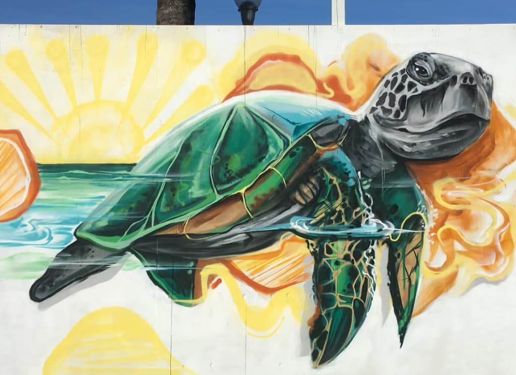 SunFest — sea turtle mural, South Florida coastal identity