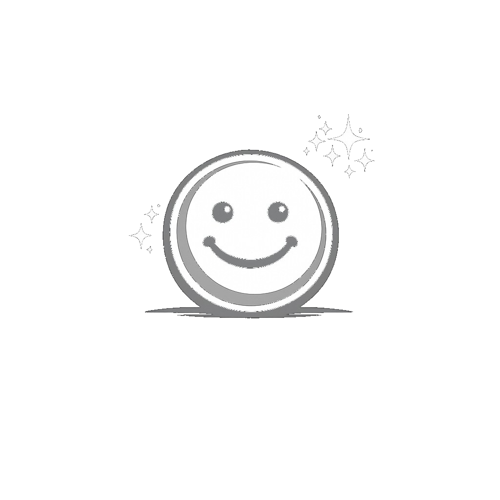 Smiling face icon with sparkles symbolizing bespoke artwork licensing and creative brand collaborations.